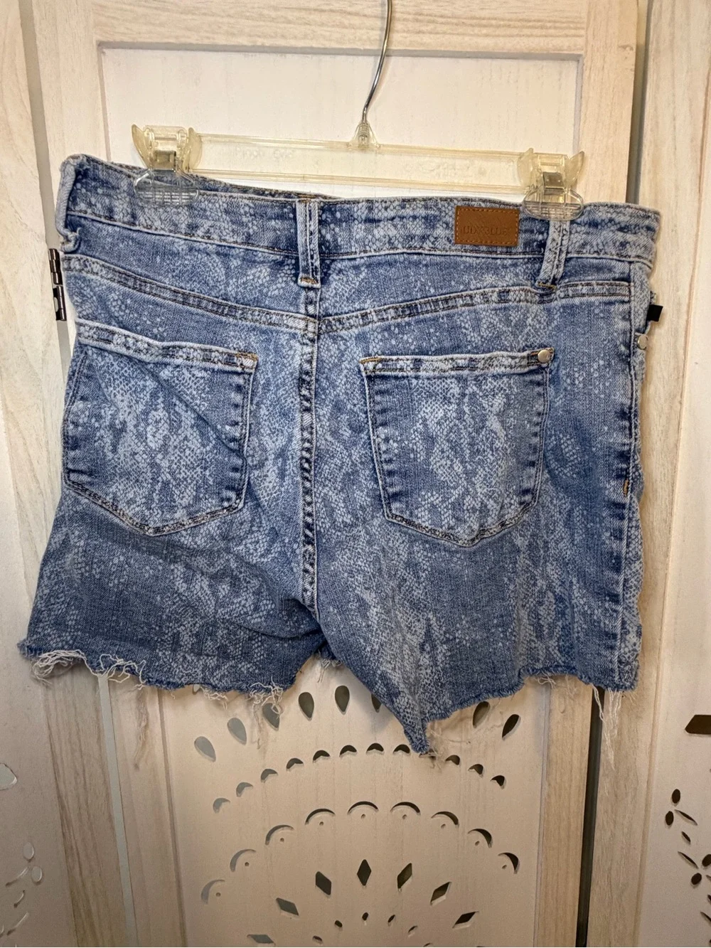 Judy Blue Snake-Print Denim Cutoff Shorts